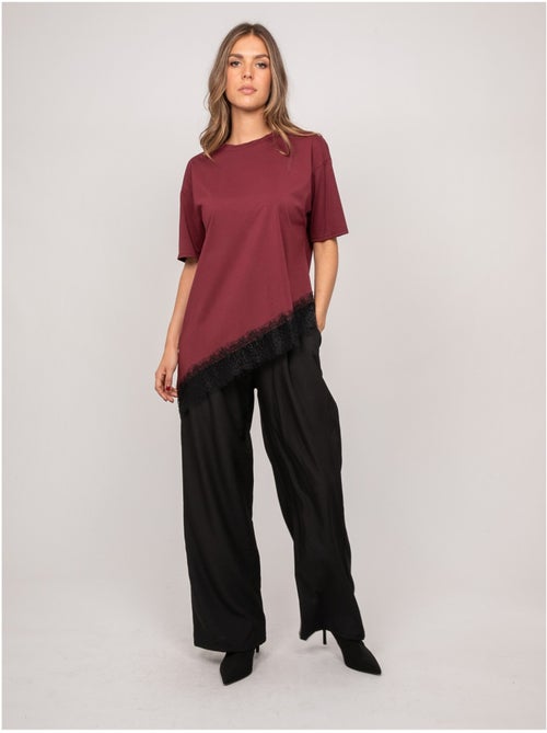 T-shirt oversize asymétrique bordure dentelle forinel - Kiabi T-shirt oversize asymétrique bordure dentelle forinel - Kiabi