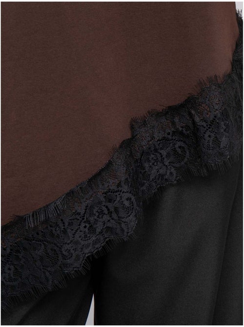 T-shirt oversize asymétrique bordure dentelle forinel - Kiabi