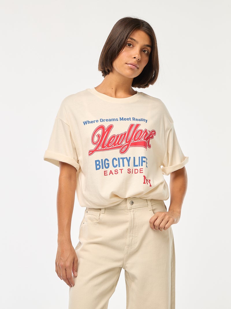 T-shirt oversize avec imprimé Blanc - Kiabi