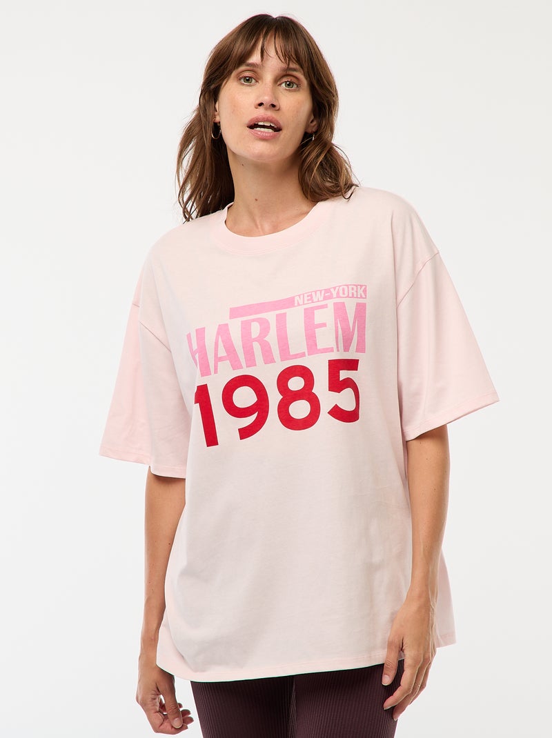 T-shirt oversize avec imprimé Rose - Kiabi