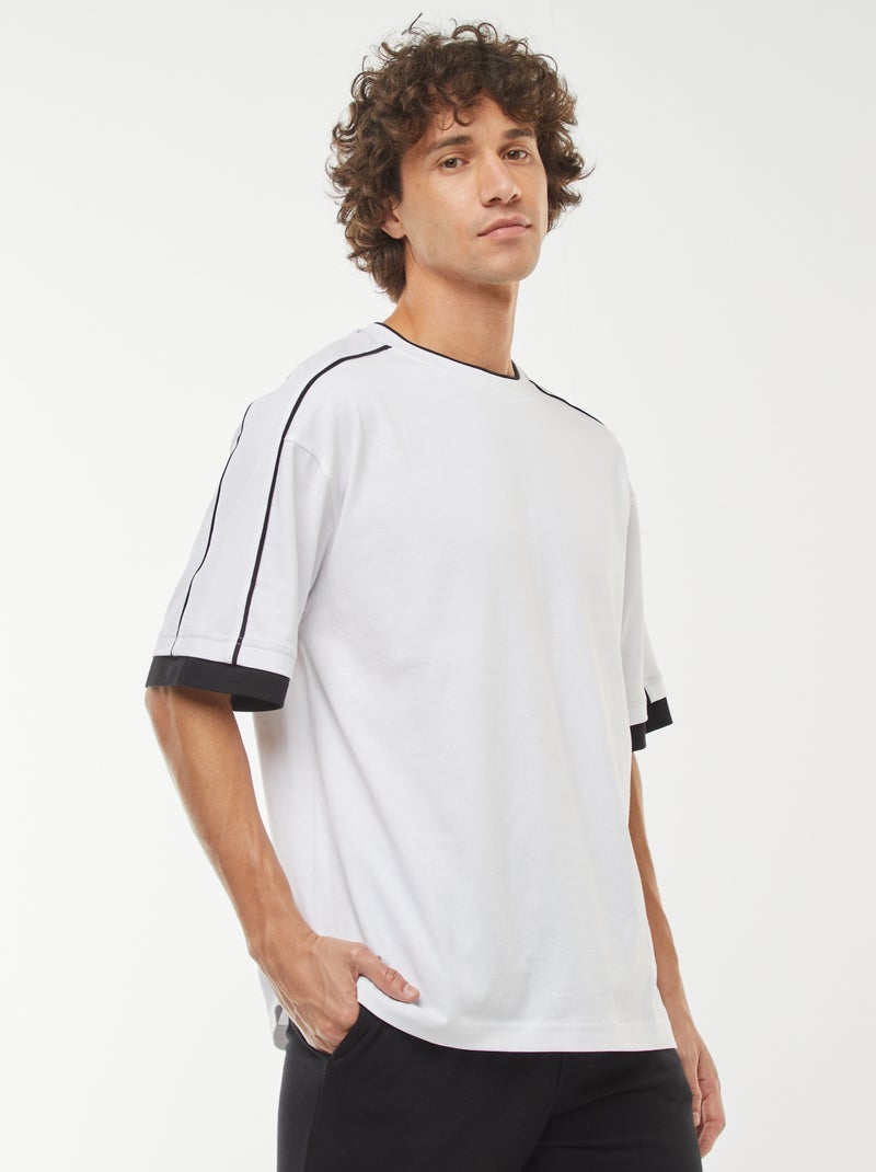 T-shirt oversize avec ligne Blanc - Kiabi