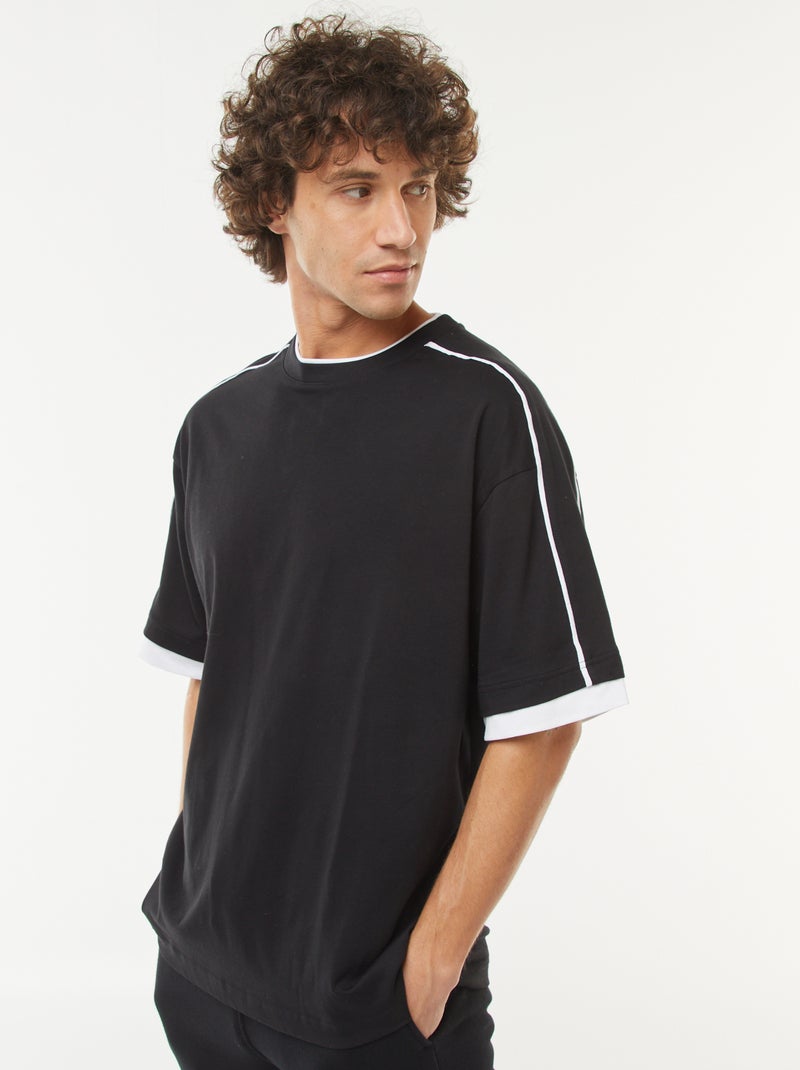 T-shirt oversize avec ligne Noir - Kiabi
