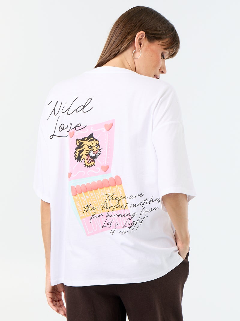 T-shirt oversize avec print au dos Blanc - Kiabi