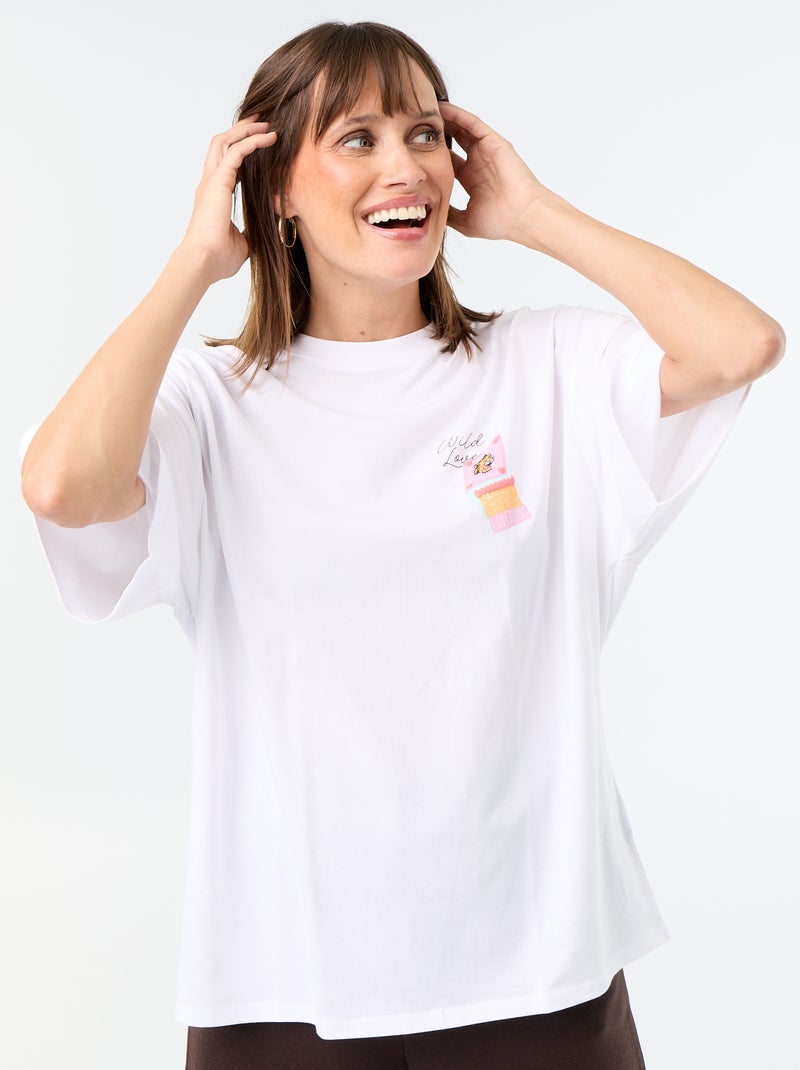 T-shirt oversize avec print au dos Blanc - Kiabi