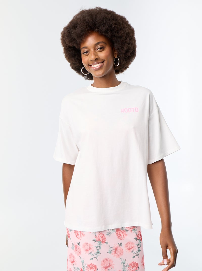 T-shirt oversize avec print au dos Blanc - Kiabi