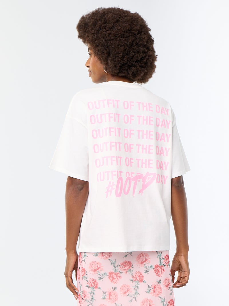 T-shirt oversize avec print au dos Blanc - Kiabi
