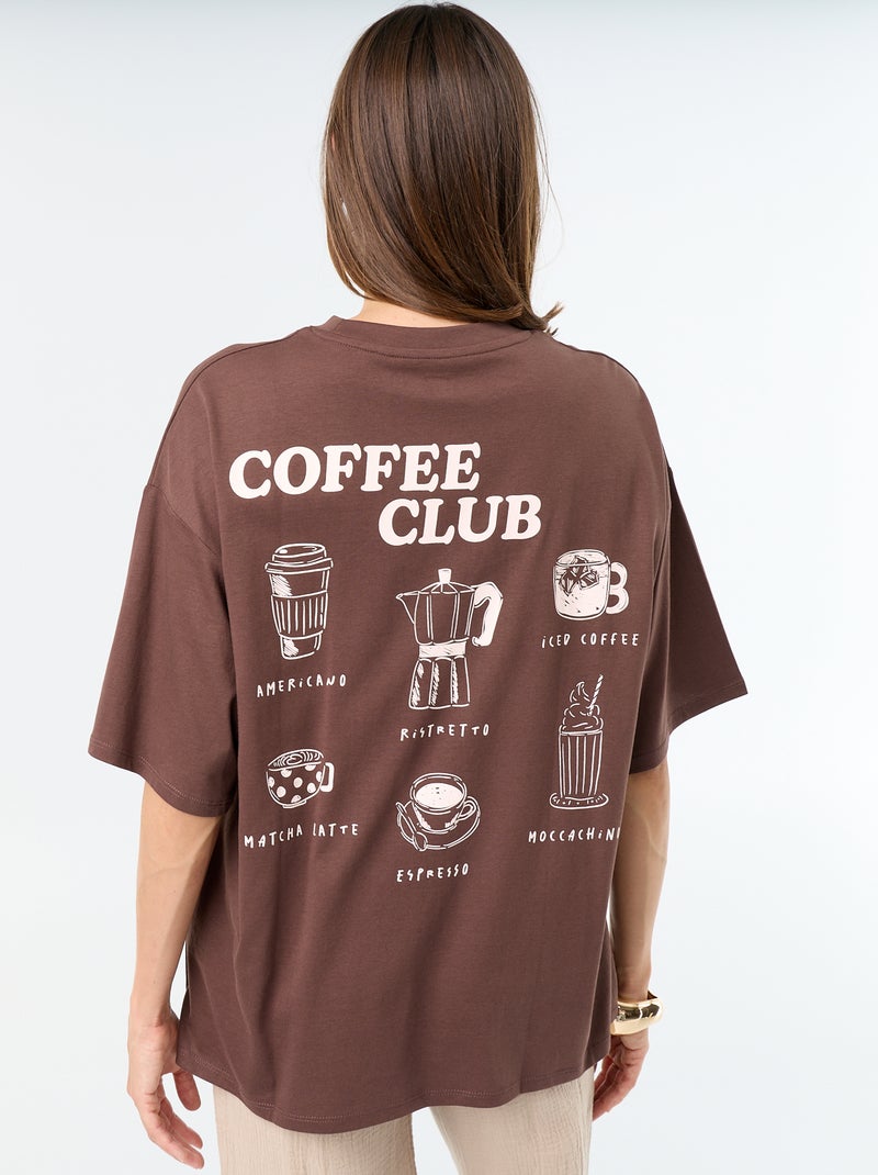 T-shirt oversize avec print au dos Marron - Kiabi