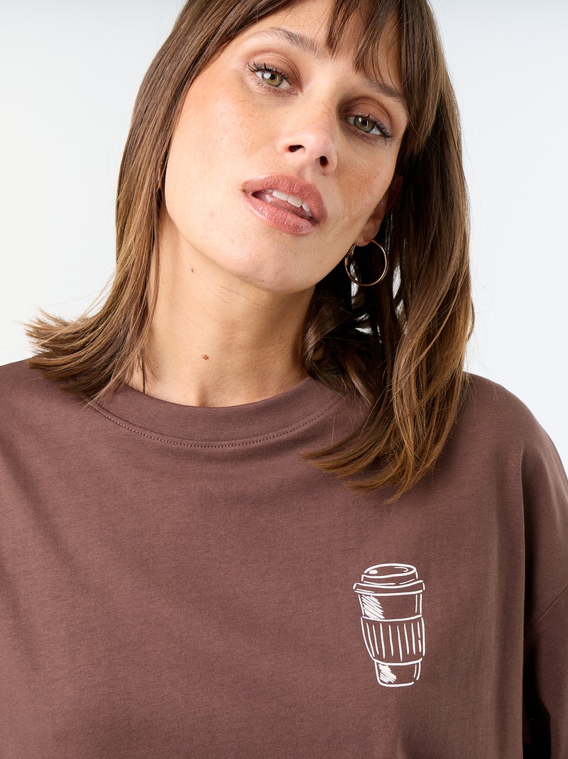 T-shirt oversize avec print au dos Marron - Kiabi