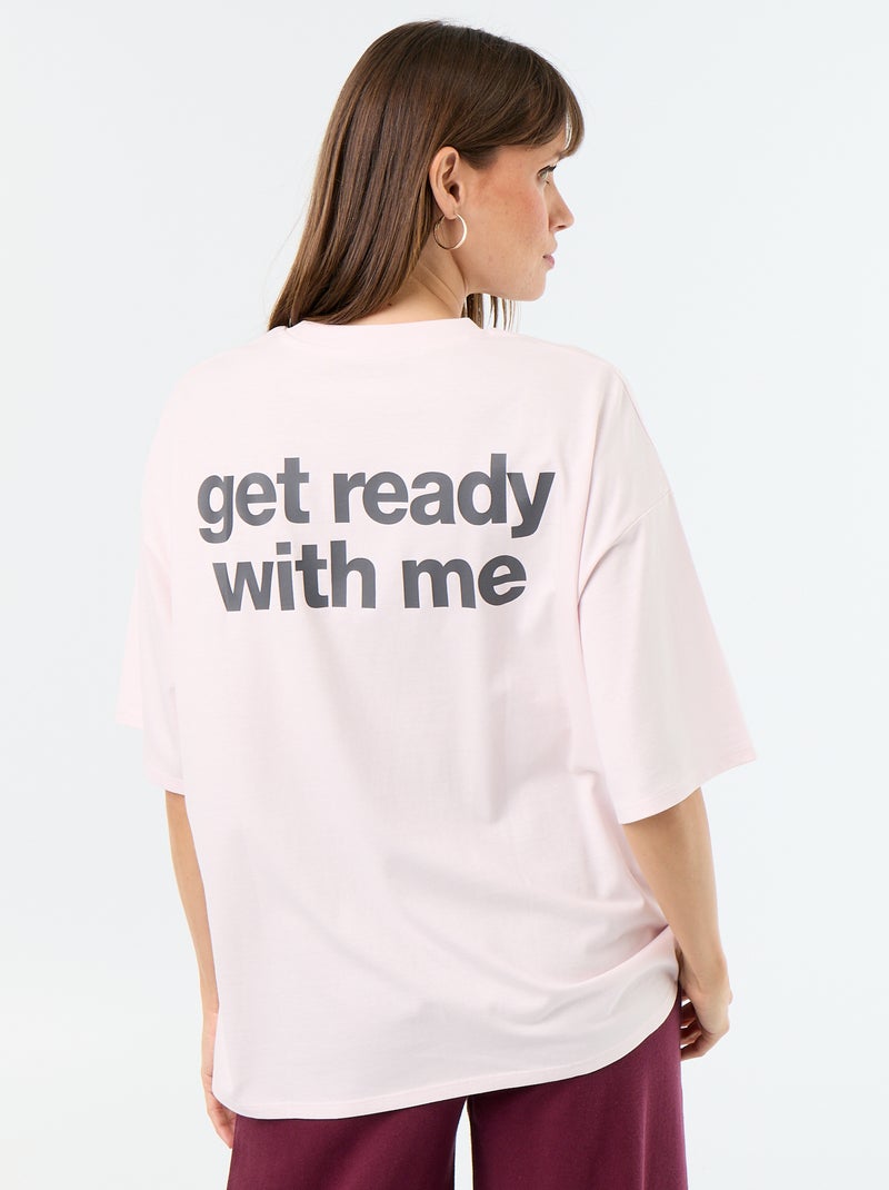 T-shirt oversize avec print au dos Rose - Kiabi