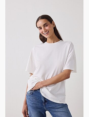 T-shirt oversize col rond en coton penti