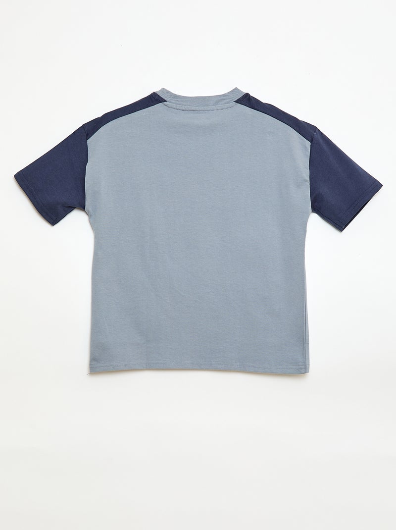 T-shirt oversize color bloc Bleu - Kiabi