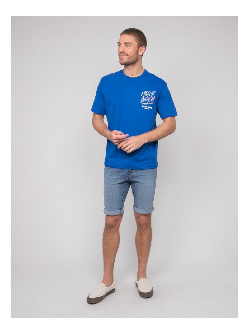 T-shirt oversize coton motifs NASCADE Bleu roi - Kiabi