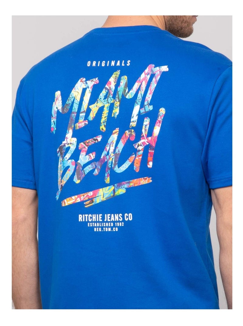 T-shirt oversize coton motifs NASCADE Bleu roi - Kiabi