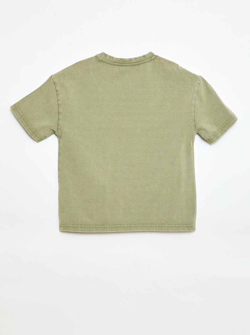 T-shirt oversize effet délavé Kaki - Kiabi