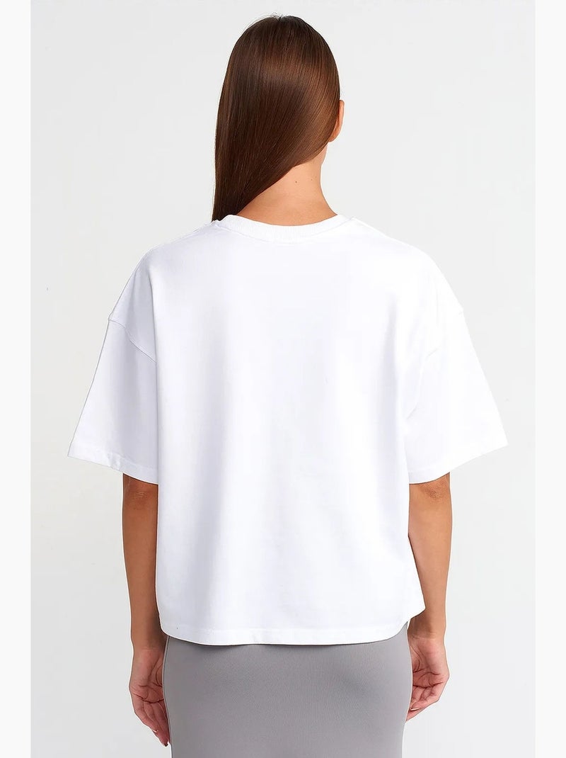 T-shirt oversize en coton à col rond dilvin Blanc - Kiabi