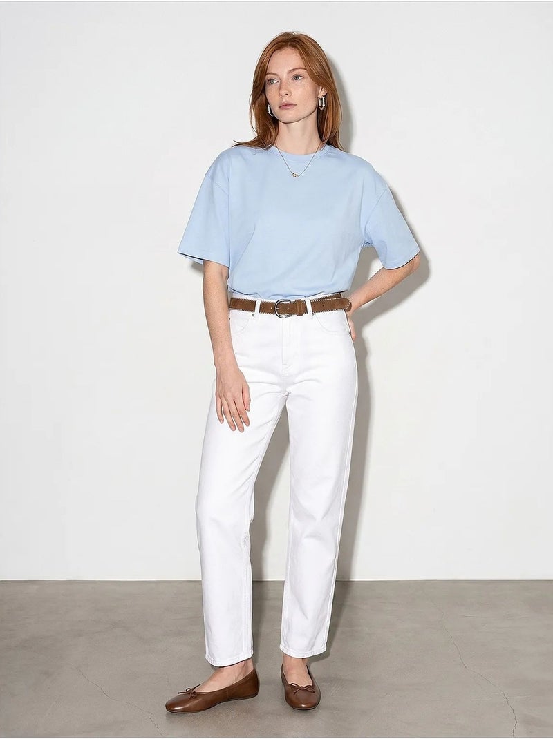 T-shirt oversize en coton à col rond dilvin Bleu ciel - Kiabi