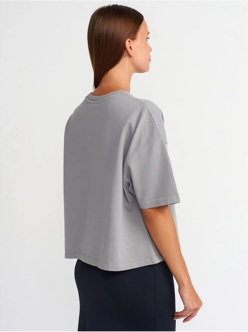 T-shirt oversize en coton à col rond dilvin Gris clair - Kiabi