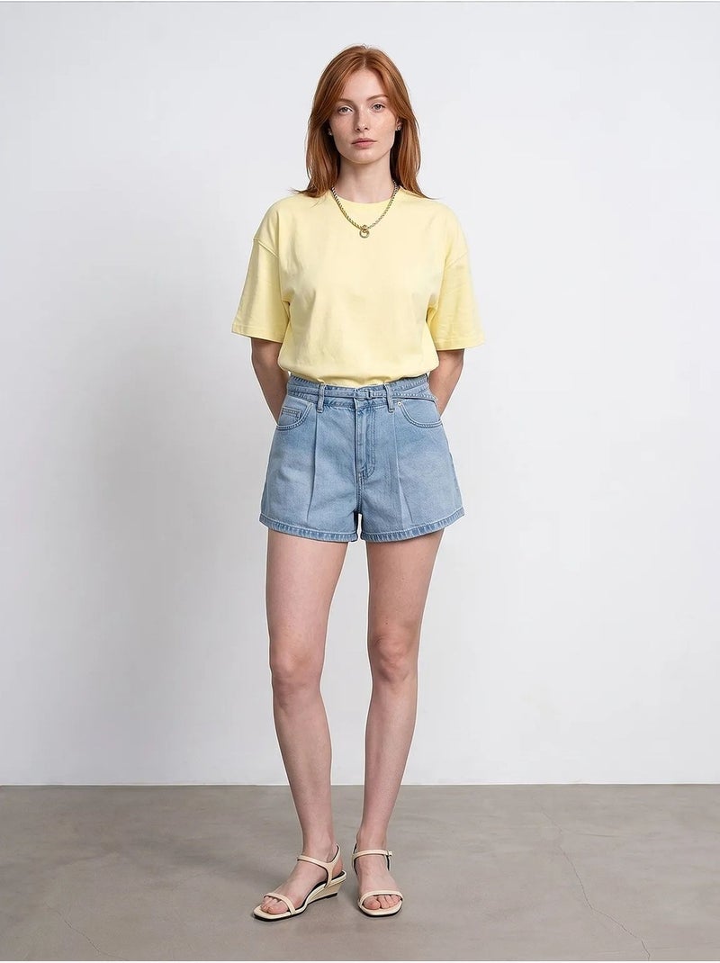 T-shirt oversize en coton à col rond dilvin Jaune citron - Kiabi