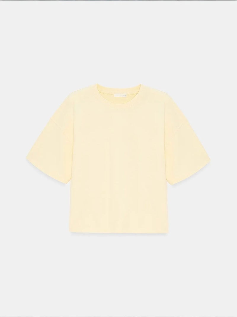 T-shirt oversize en coton à col rond dilvin Jaune citron - Kiabi