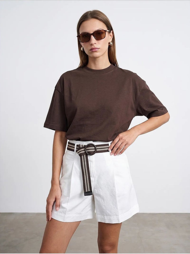 T-shirt oversize en coton à col rond dilvin Marron - Kiabi