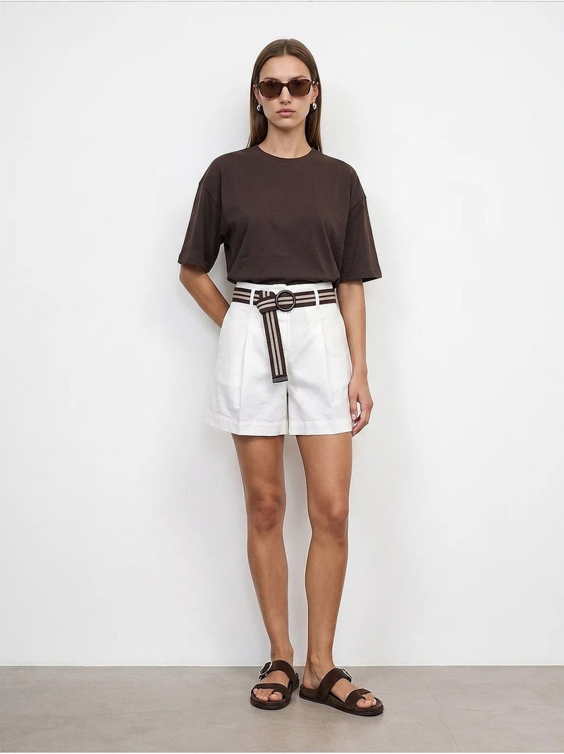 T-shirt oversize en coton à col rond dilvin Marron - Kiabi