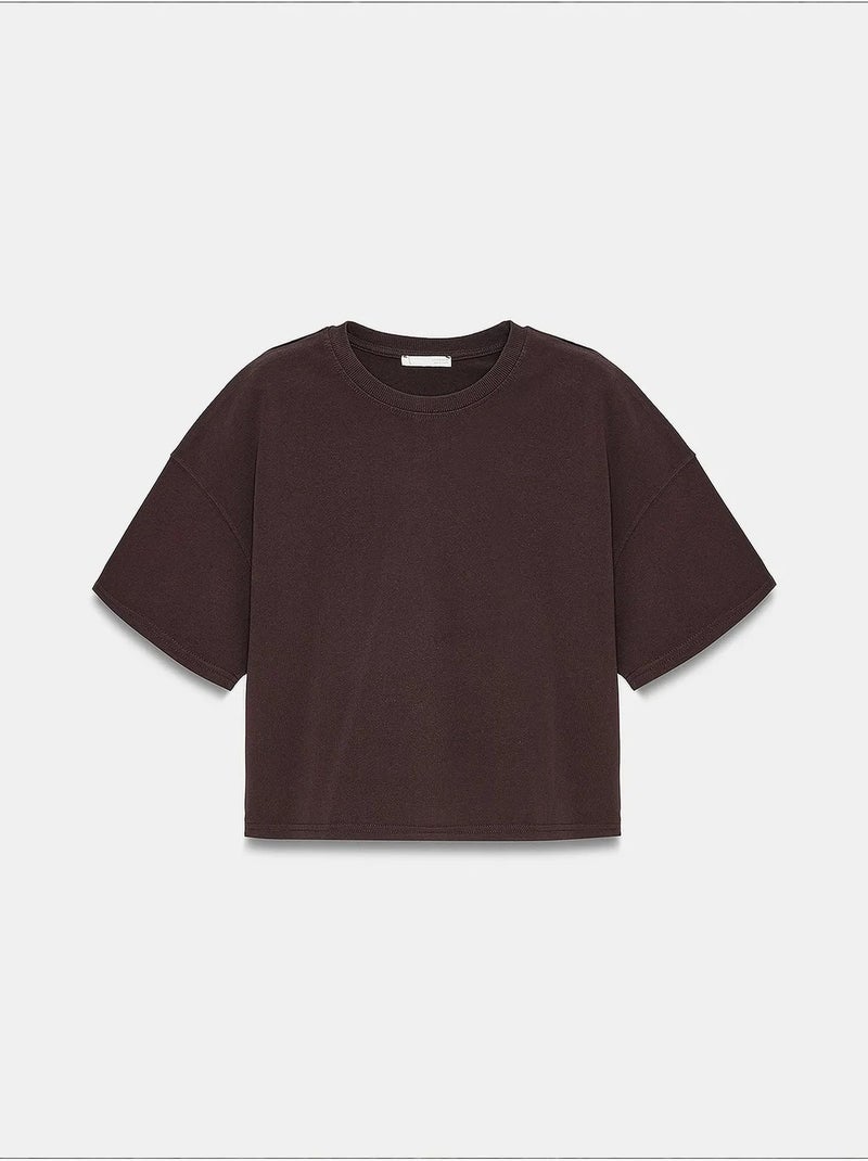 T-shirt oversize en coton à col rond dilvin Marron - Kiabi