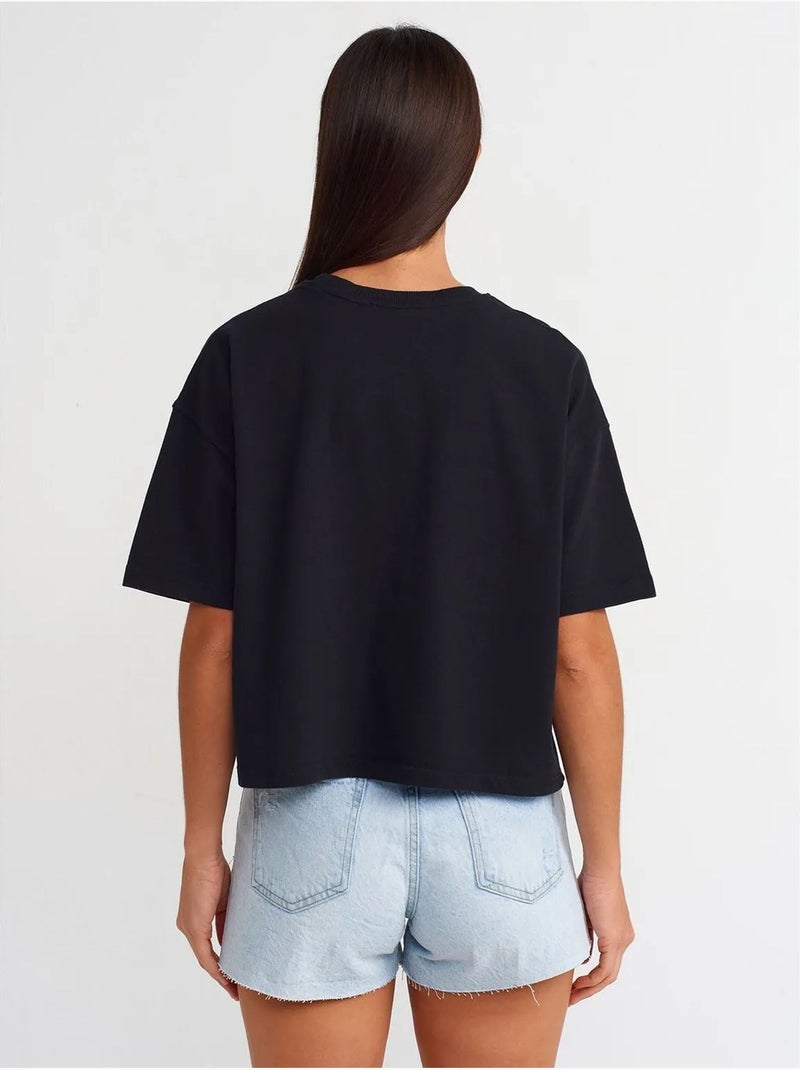 T-shirt oversize en coton à col rond dilvin Noir - Kiabi