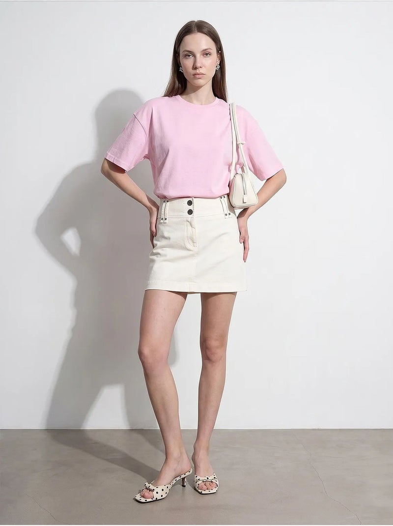 T-shirt oversize en coton à col rond dilvin Rose clair - Kiabi