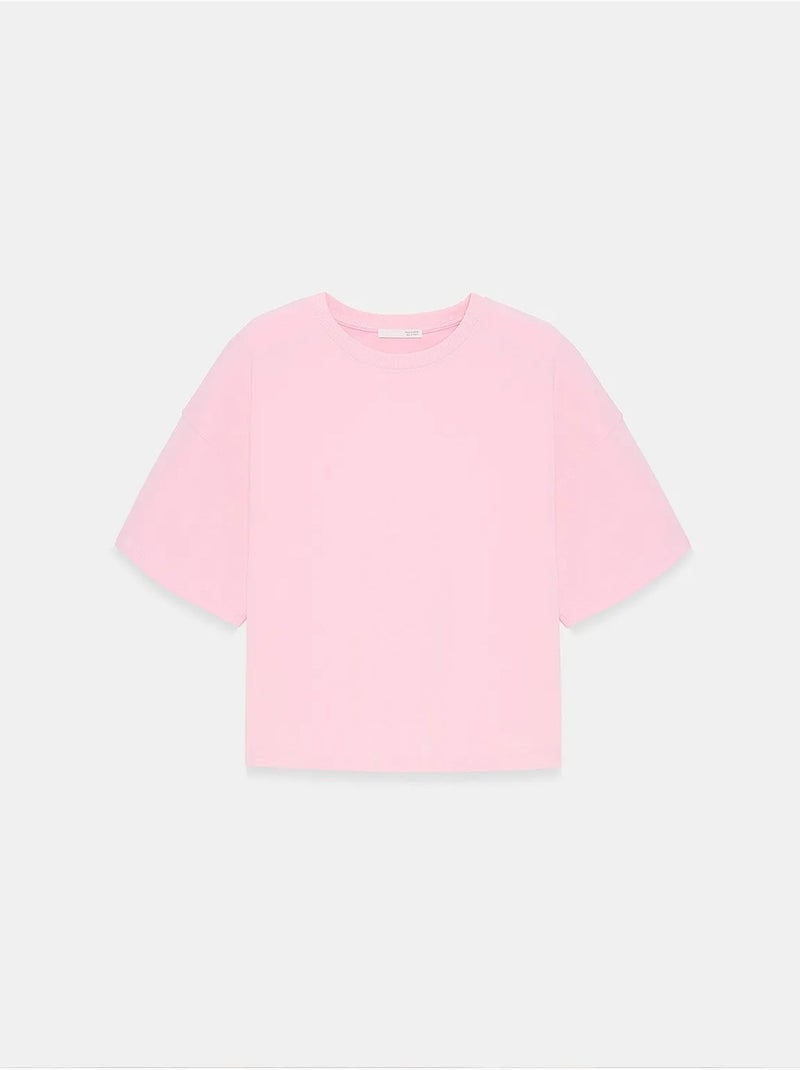 T-shirt oversize en coton à col rond dilvin Rose clair - Kiabi