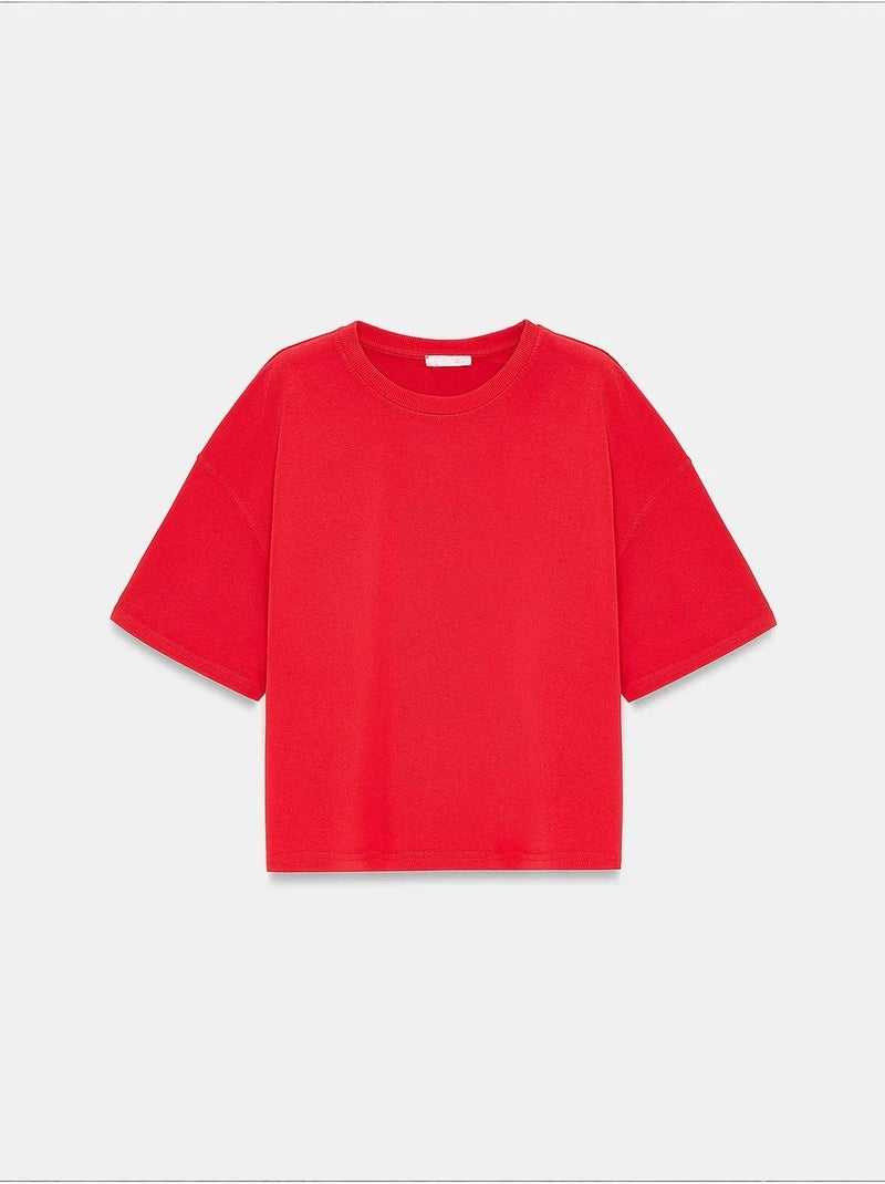 T-shirt oversize en coton à col rond dilvin Rouge - Kiabi