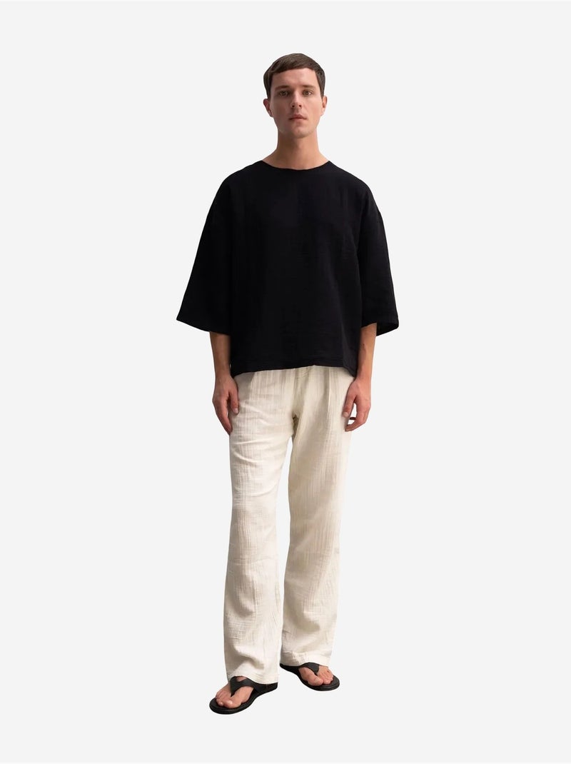 T-shirt oversize en coton à col rond giesto Noir - Kiabi