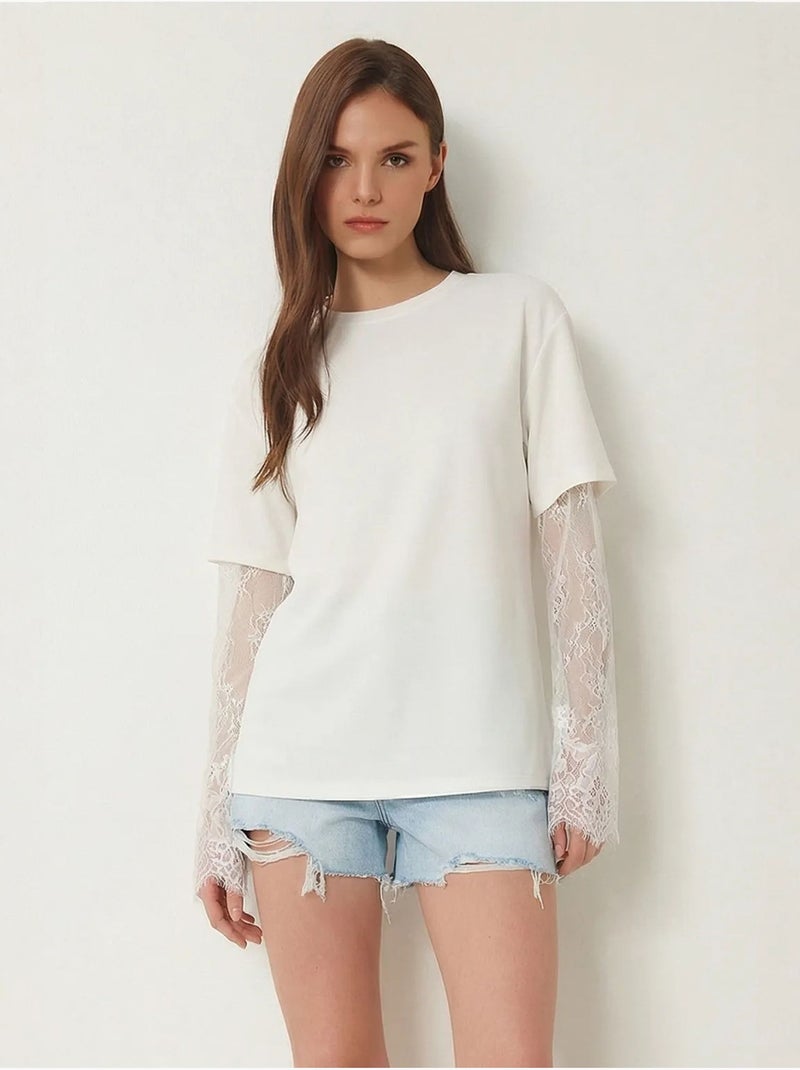 T-shirt oversize en coton à col rond istanbul Sable - Kiabi