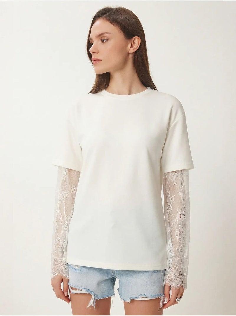 T-shirt oversize en coton à col rond istanbul Sable - Kiabi