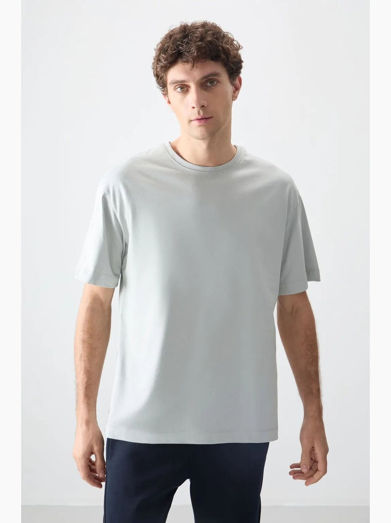 T-shirt oversize en coton à col rond tommy Gris clair - Kiabi