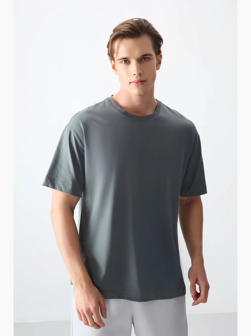 T-shirt oversize en coton à col rond tommy Gris - Kiabi