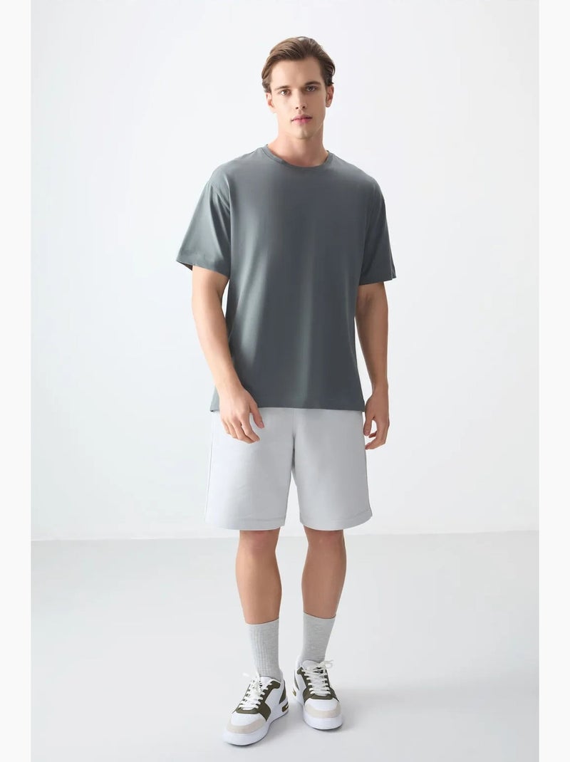 T-shirt oversize en coton à col rond tommy Gris - Kiabi