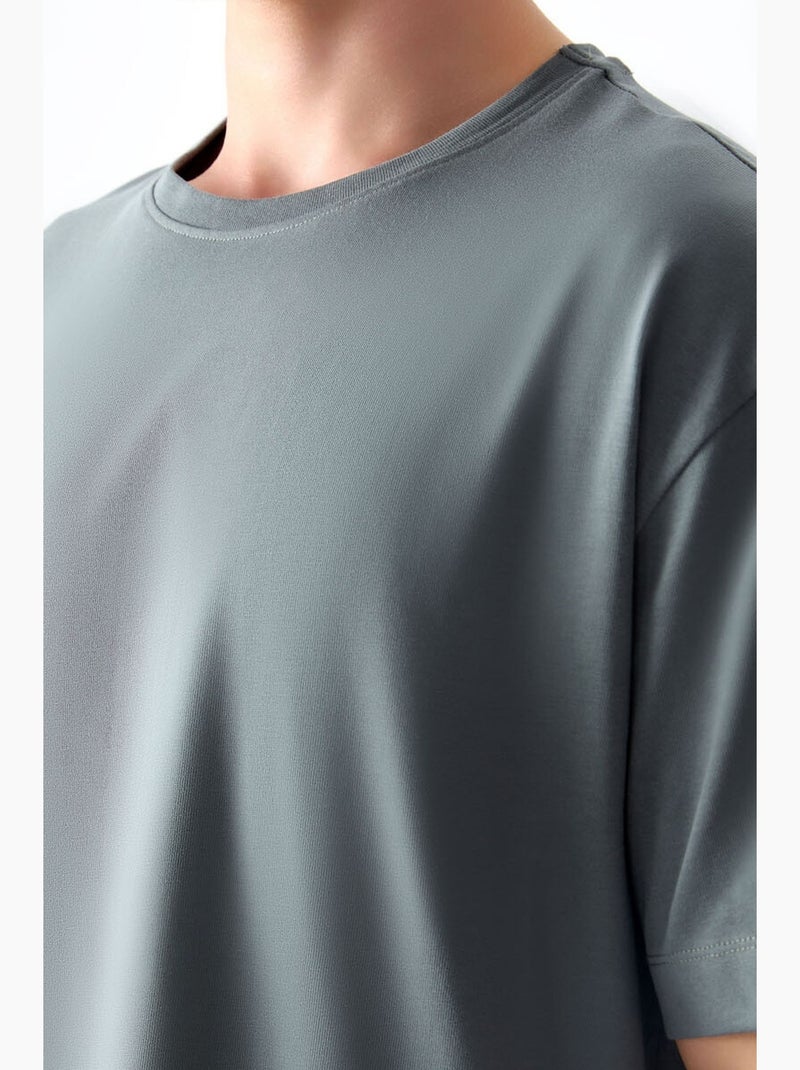 T-shirt oversize en coton à col rond tommy Gris - Kiabi