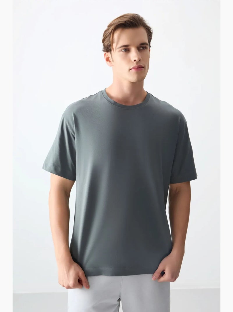 T-shirt oversize en coton à col rond tommy Gris - Kiabi