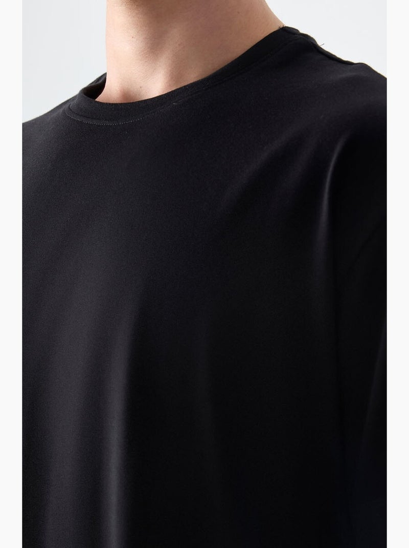 T-shirt oversize en coton à col rond tommy Noir - Kiabi