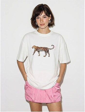 T-shirt oversize en coton à imprimé léopard lucci