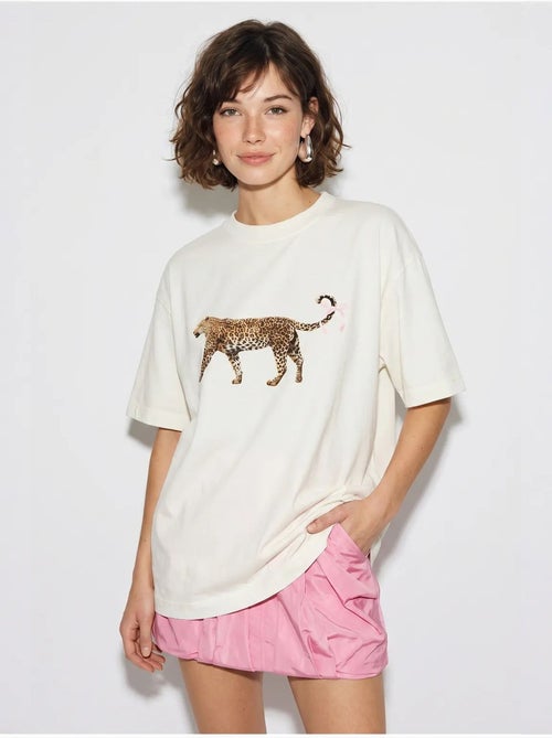 T-shirt oversize en coton à imprimé léopard lucci - Kiabi