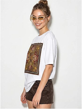 T-shirt oversize en coton à motif ethnique lucci