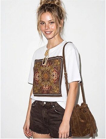 T-shirt oversize en coton à motif ethnique lucci
