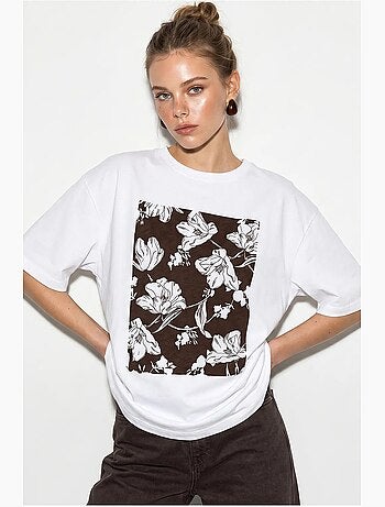 T-shirt oversize en coton à motif floral lucci