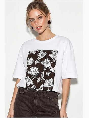T-shirt oversize en coton à motif floral lucci