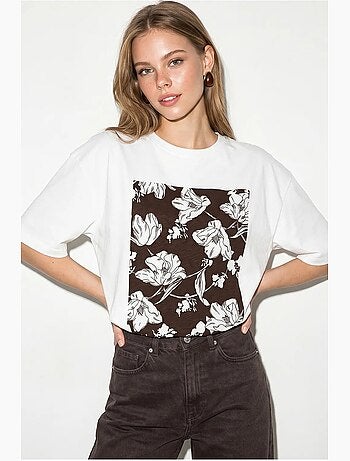 T-shirt oversize en coton à motif floral lucci