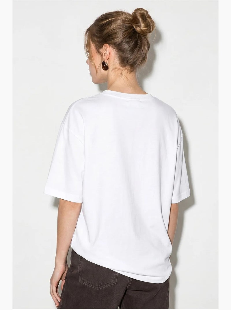 T-shirt oversize en coton à motif floral lucci Blanc Marron - Kiabi
