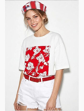 T-shirt oversize en coton à motif floral lucci