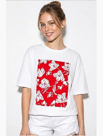 T-shirt oversize en coton à motif floral lucci