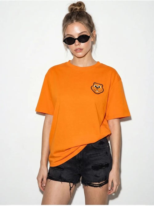 T-shirt oversize en coton avec broderie et col rond lucci - Kiabi T-shirt oversize en coton avec broderie et col rond lucci - Kiabi